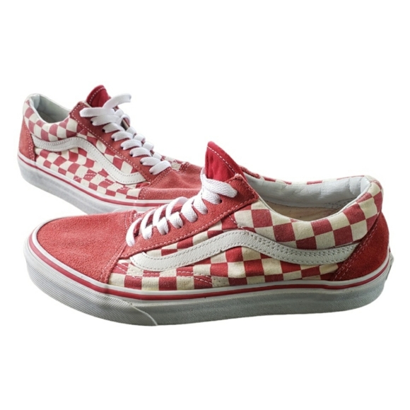 Vans Old School Skateboard Sneakers  Red White Checkered Men’s sz 7 women's 8.5 - Picture 1 of 11